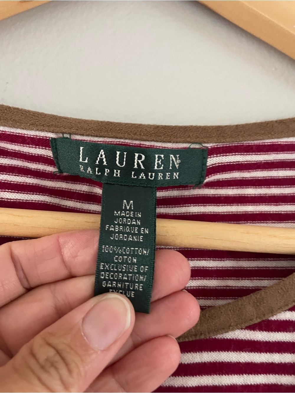 Lauren Ralph Lauren Red & White Striped Blouse - Picture 3 of 4